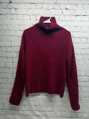 Haider Ackermann Burgundy Ribbed Turtleneck Sweater size S